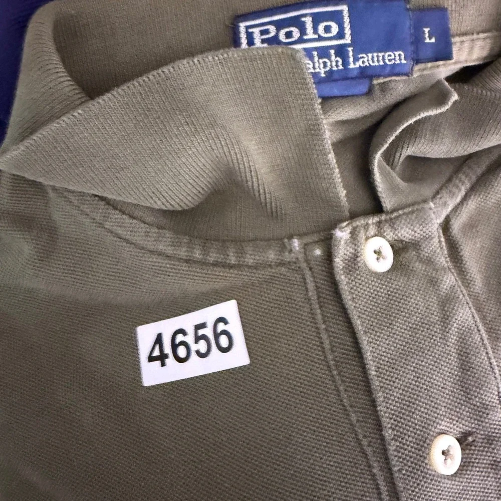 Polo Ralph Lauren Polo Shirt Mens L Olive Green Classic Pique Cotton Pony Prep